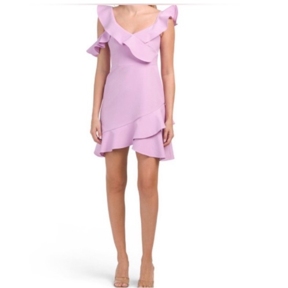 BCBGMAXAZRIA Malik Womens Ruffled One Shoulder Cocktail And Party Dress Size 0